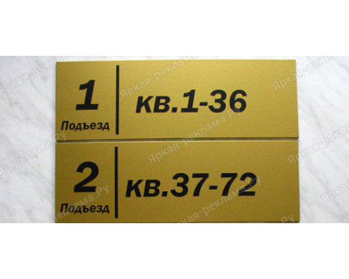Табличка с номером подъезда и квартир